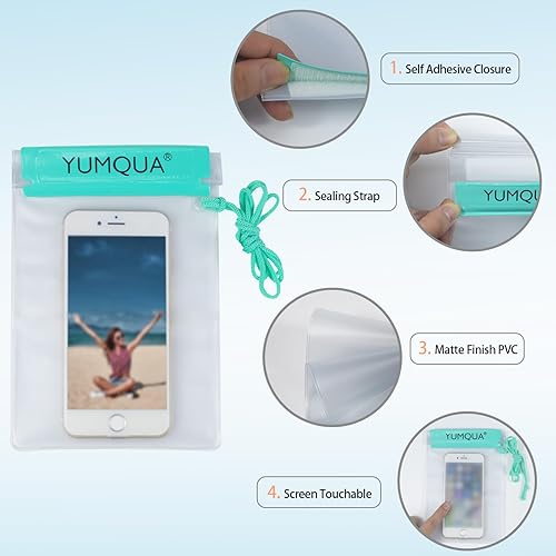 Miniatura 4 de YUMQUA Bolsas impermeables transparentes, estuches herméticos al agua, bolsas secas para cámara, teléfono móvil, mapas, kayak, barco, militar,
