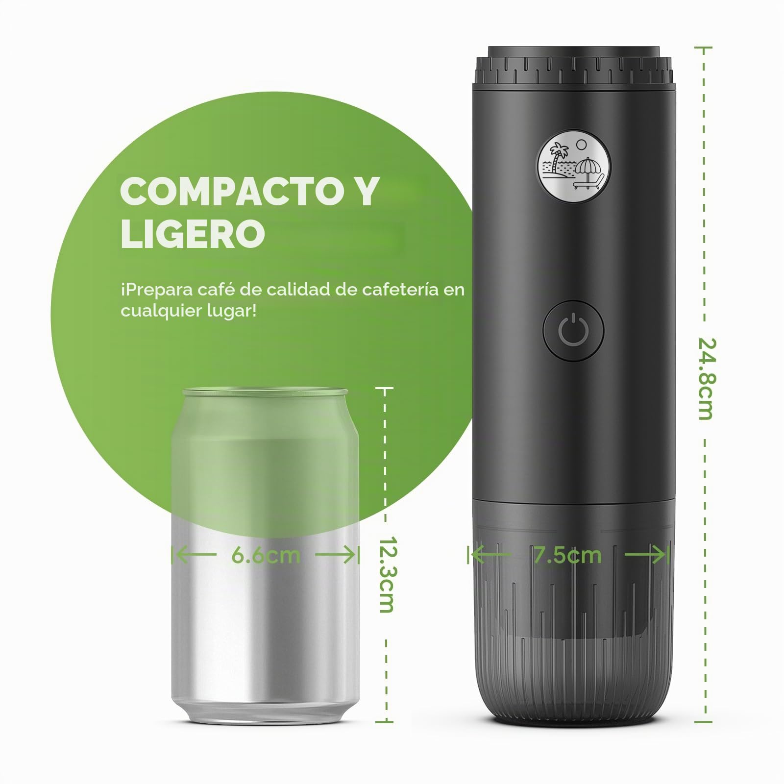 Cafetera portátil 3 en 1 de 19 bares con calefacción automática, compatible con cápsulas NS y DG y café molido para camping, senderismo, viajes y hogar (negro)