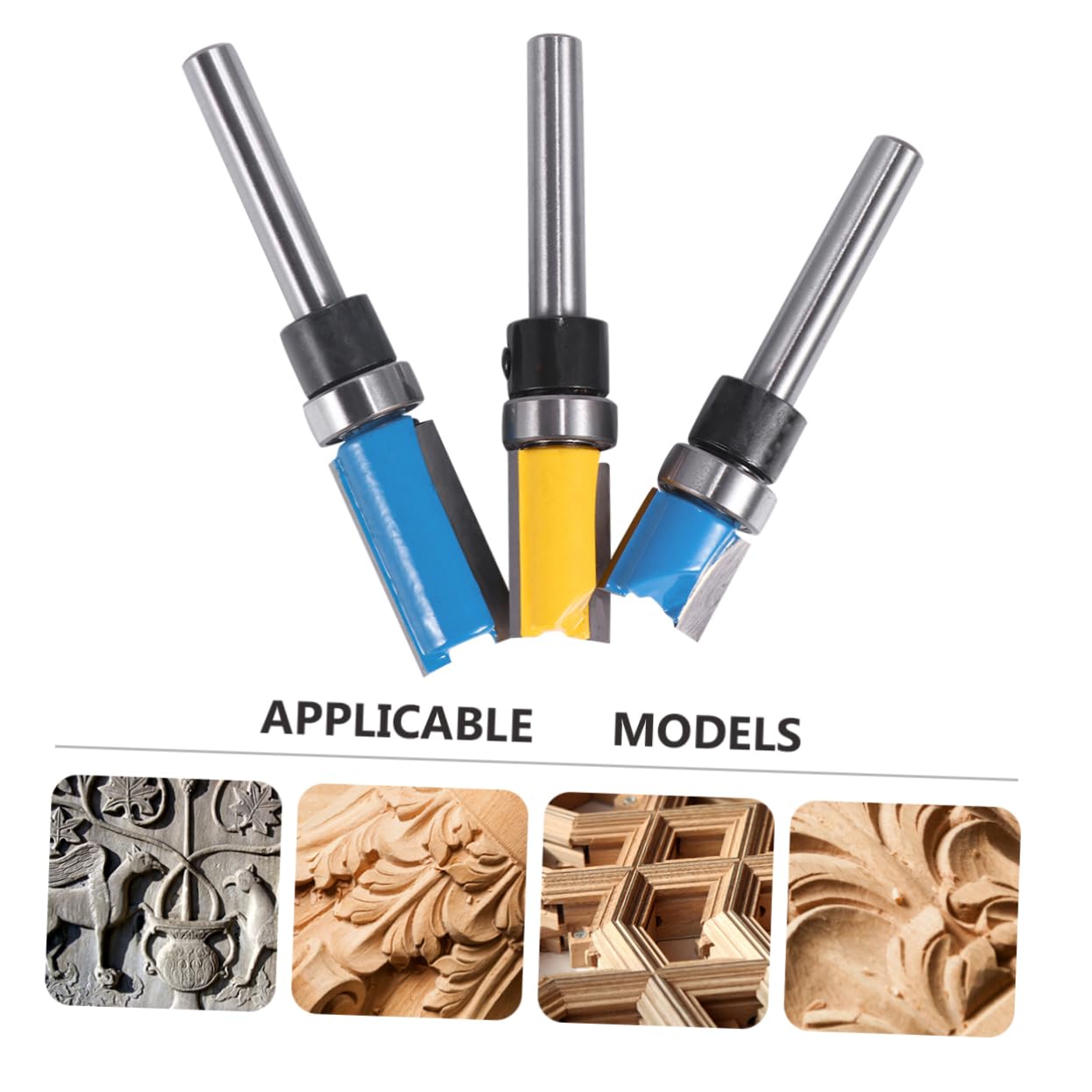Cabilock 9pcs Woodworking Flush Trim Router Bit Handle Edge Banding Trimmer Bits Router for Woodworking