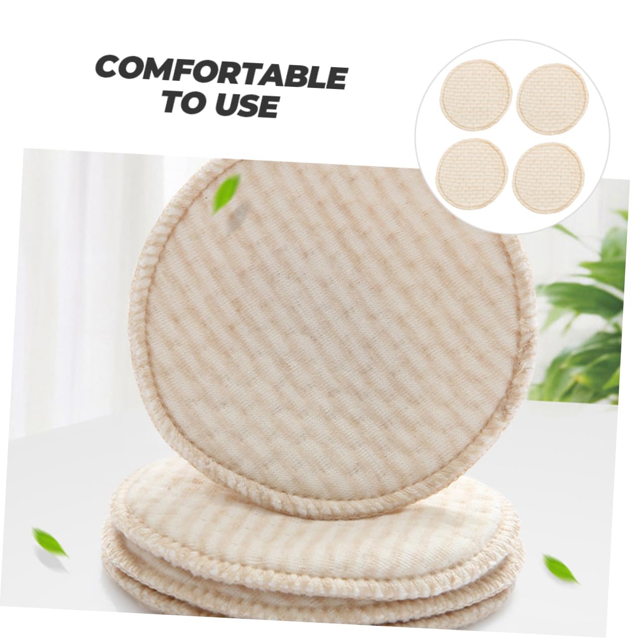 Kisangel 4pcs Absorbent Nursing Pads Washable Cotton Breast Mats for Leaking -Leakage Design for Nursing Mothers Prevents Galactorrhea