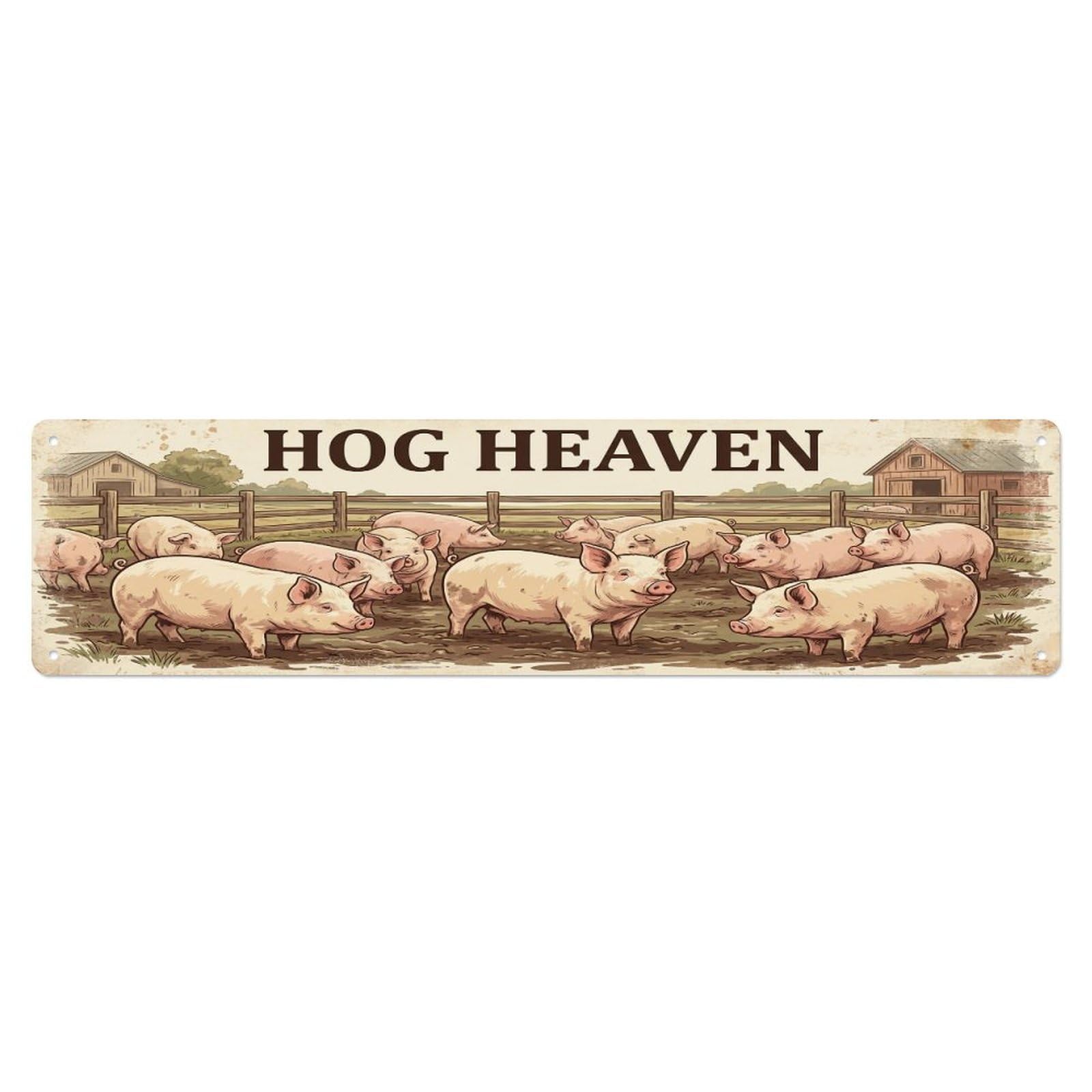 Vintage Pen Oink Pig Farmhouse Funny Pig Backyard Farm Metal Tin Sign