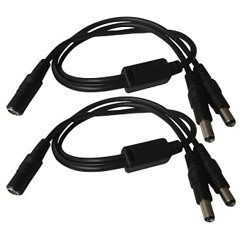 1 to 2 Way Power Splitter Pigtail Cable,1 Female to 2 Male Output Power Cable Splitter Y Adapter for CCTV Security Cameras,Accessories and Led Strip Lights, Black