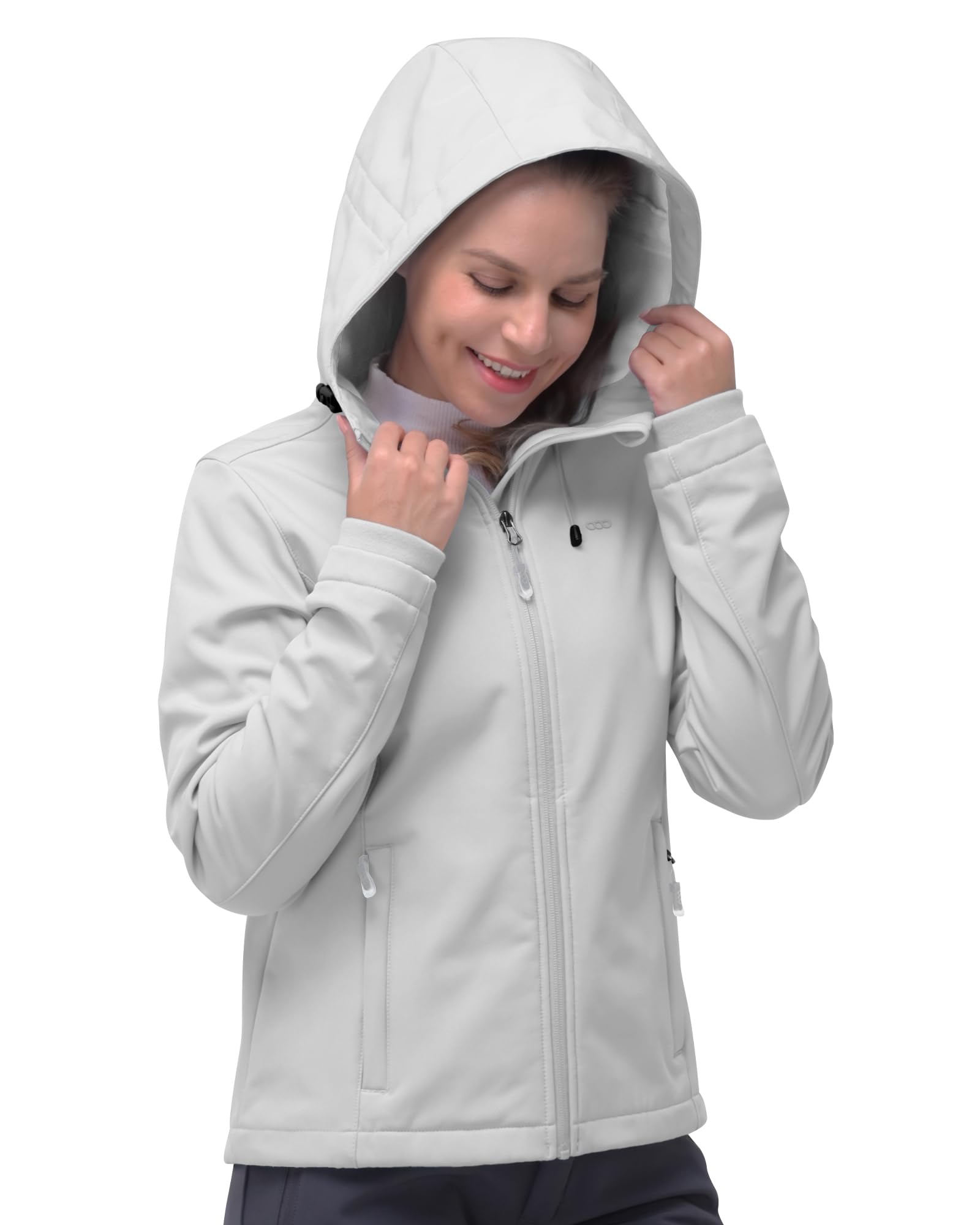 33,000ft Women's Softshell Jacket, Fleece Lined Warm Jacket Light Hooded Windproof Coat for Outdoor Hiking
