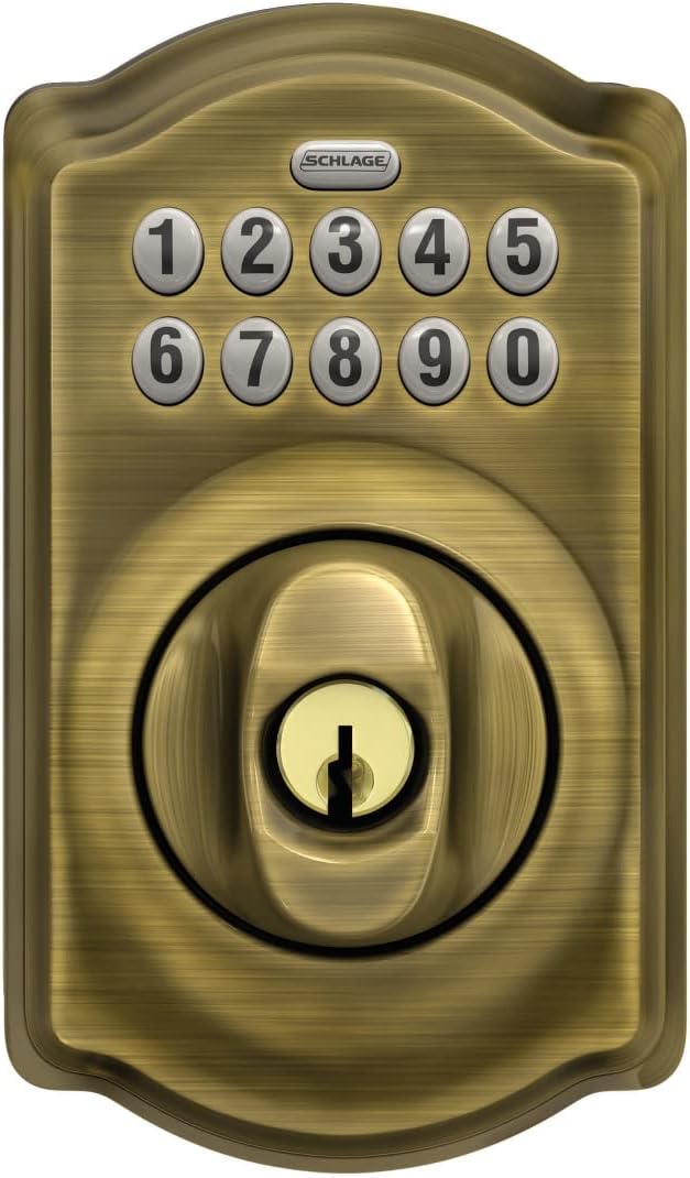 Black Friday - 50% OFF BE365 CAM 609 Camelot Keypad Deadbolt, Antique Brass