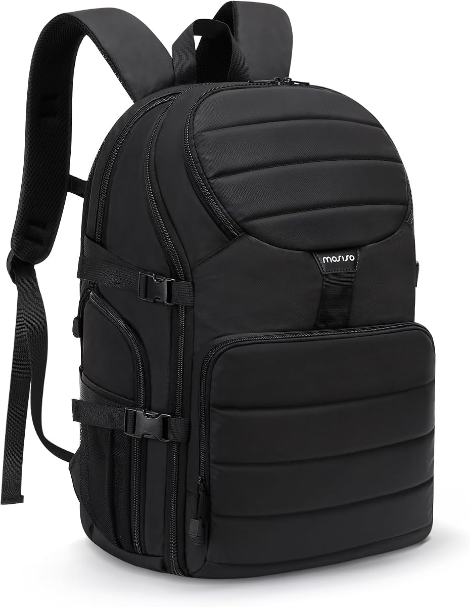 MOSISO Camera Backpack, DSLR/SLR/Mirrorless Camera Bag, Top Quick Access Photography Travel Backpack with 15-16 inch Laptop Compartment&Rain Cover, Camera Case Compatible with Canon/Nikon/Sony, Black