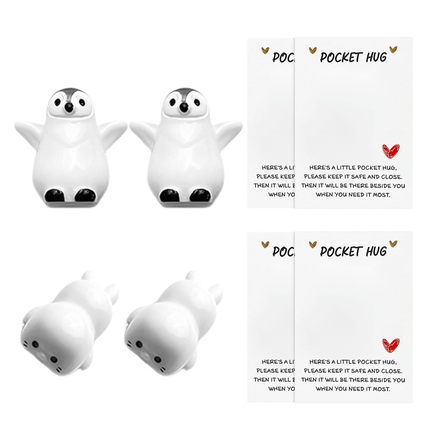 GDFHBD 2 Pieces Of Penguin And Seal Pocket Hug Gifts, With Cards, Marine Animal Decorations, Encouragement Pocket Souvenirs, Birthday Gifts For Friends.