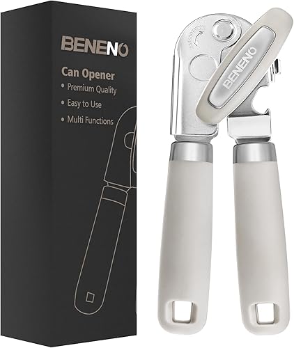 Beneno Abrelatas Manual de Servicio Pesado con Imán, Hoja de Acero al Carbono Afilada Duradera con Corte Suave, Perilla Grande que Ahorra Esfuerzo y