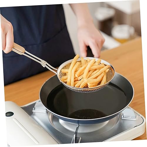 Miniatura 2 de Colador de mango largo de acero inoxidable para cocina, colador de drenaje de aceite de cocina con filtro no deformable para fideos, verduras,