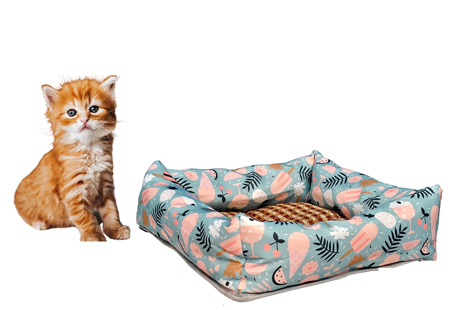 Taiyo Pluss Discovery® Cat Bed, Size: (45X45 cm), Medium, Rectangular Shape Cotton Cat Bed, Washable & Reusable, Suitable for Cats, Kittens & Puppies (Green) (B09V5F8751) Amazon Price History, Amazon Price Tracker