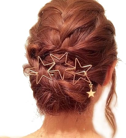 Amazon ビグッド Bigood レディース 星 型 ヘアピン フレームピン ヘアアクセサリー ガールズ ヘアクリップ 髪飾り 髪留め ゴールド ヘアアクセサリー おもちゃ