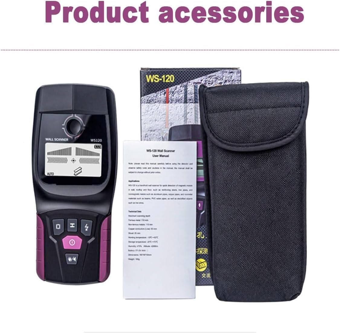 Automatyczna kalibracja wykrywacz krawędzi, wyświetlacz LCD, metal magnetyczny 110 mm / niemagnetyczny 80 mm, automatyczne wyłączanie 3 min., do wykrywania ścian elektryków