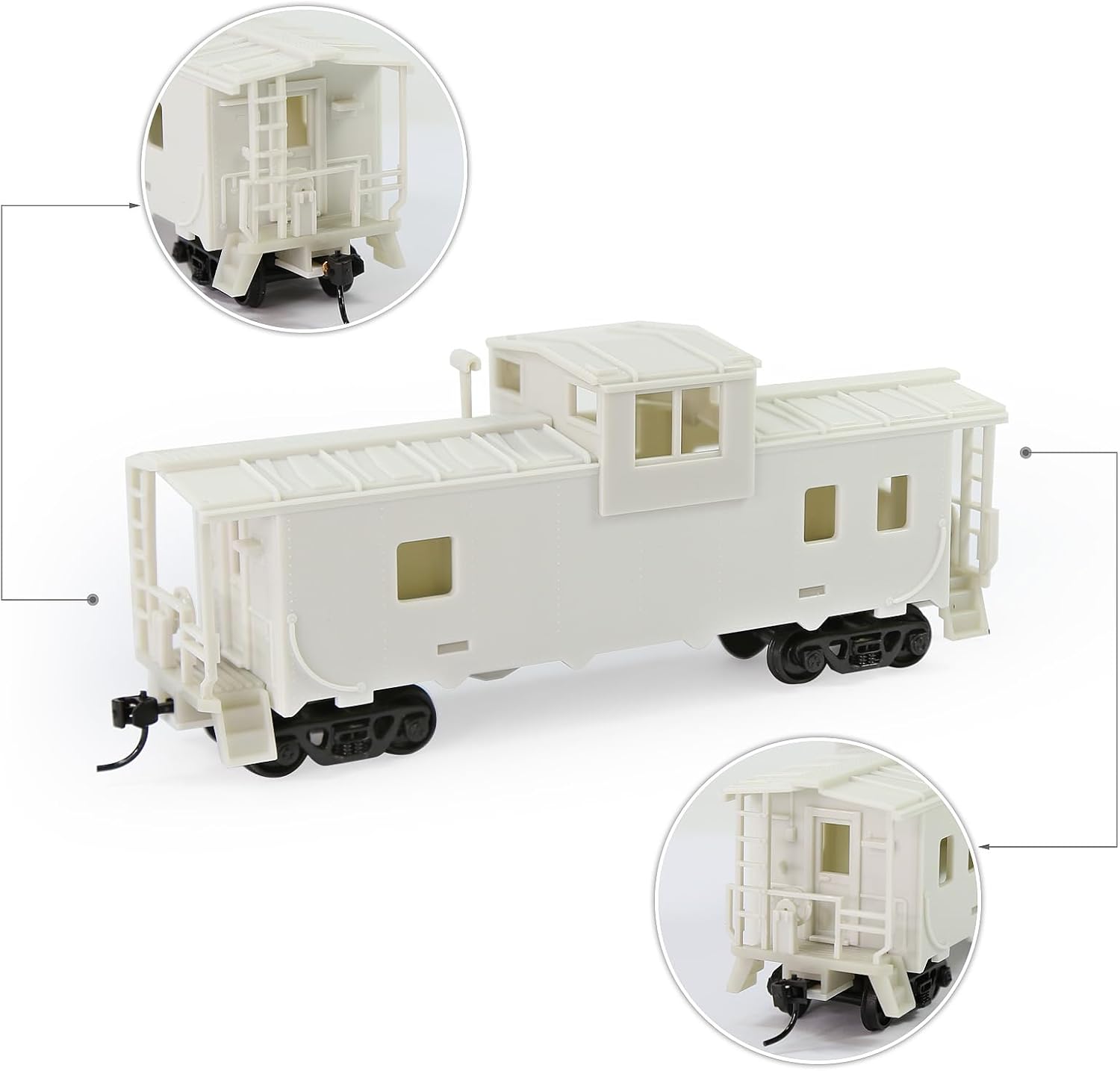 Evemodel C8763JJ 2 Units HO Scale 1:87 Unpainted Unassembled 36' Wide Vision Caboose DIY