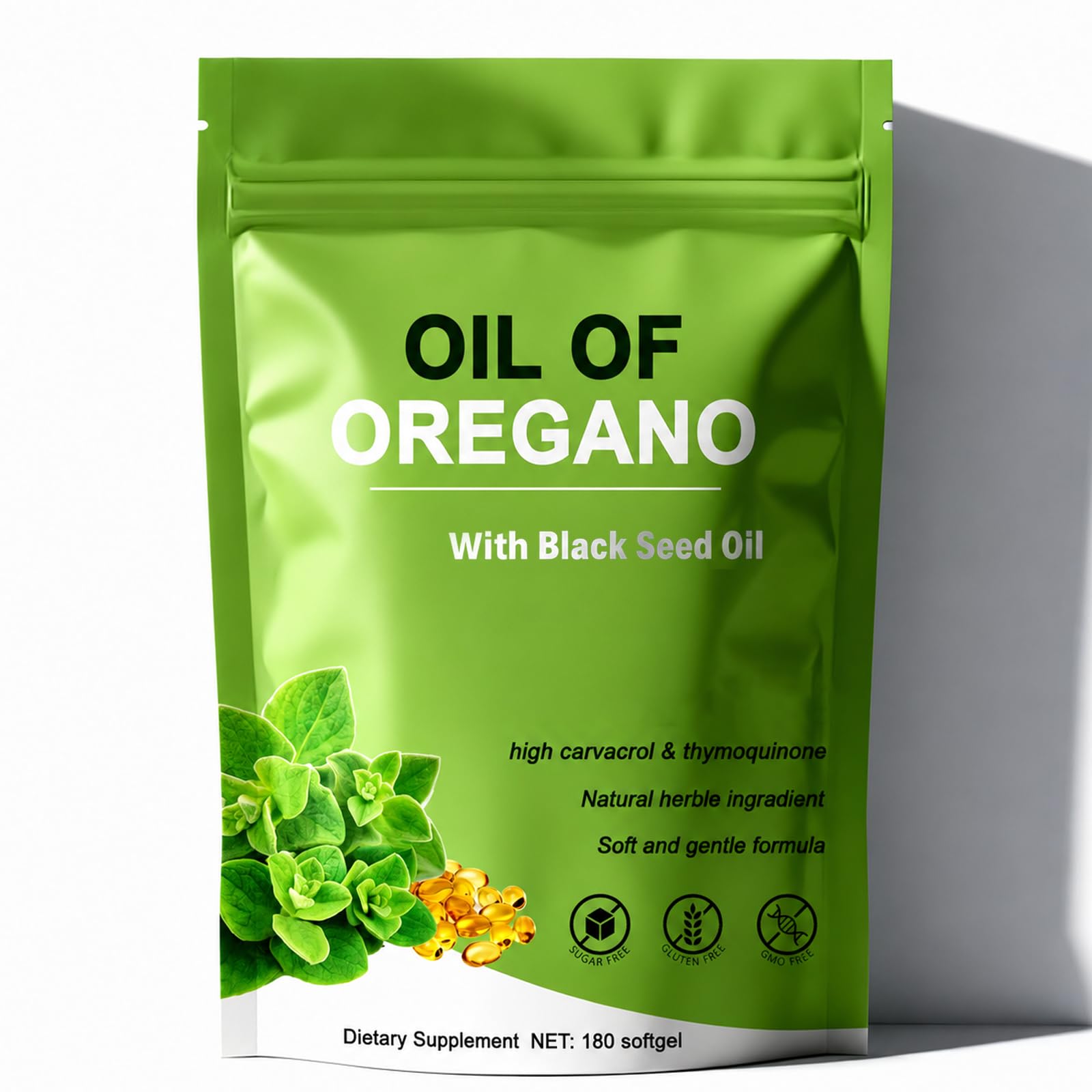 Oil of Oregano with Black Seed Oil,180 Softgels