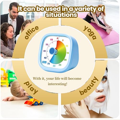 Miniatura 4 de Temporizador visual para niños, temporizador de cuenta regresiva de 60 minutos para cocina, oficina, aula, hogar, estudio, recordatorio de tareas,