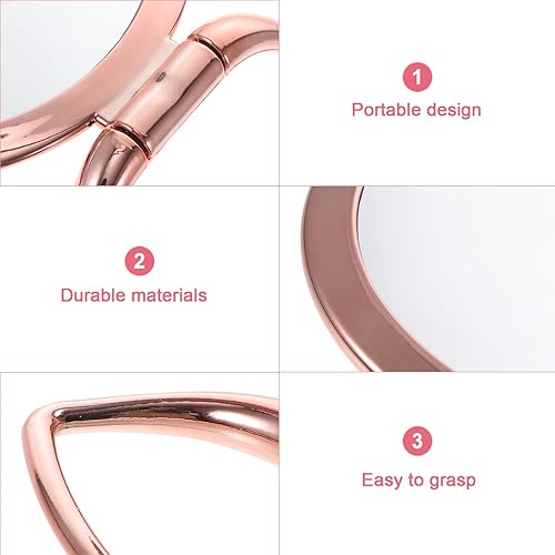 Miniatura 5 de FRCOLOR Espejo de mano con aumento de doble cara plegable espejo de maquillaje de escritorio