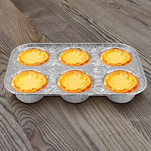Sehoi 30 Pack 6-Cup Disposable Muffin Pans, Aluminum Foil 6-Cup Muffin Aluminum Pans, Standard Size Cupcake Aluminum Pans For Baking Pastries, Muffins, Mini Pies, Holds 6 Cupcakes, Silver #TOP5