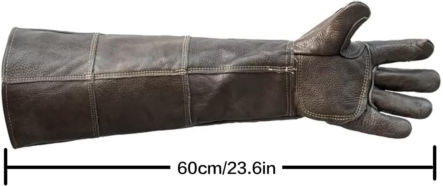Bite Proof Leather Gloves High Protective for Cat Scratch Dogs Snake Reptile，Engthened and Thickened Animal Control Eet Grooming Training Glove