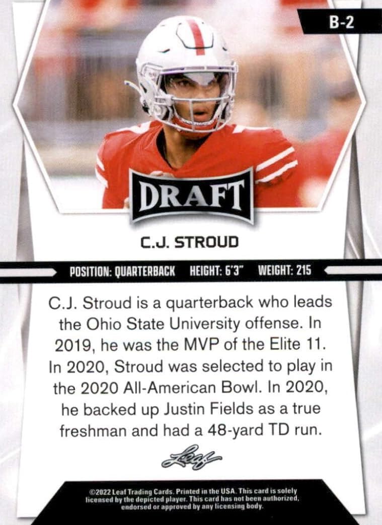 2022 Leaf Football Draft Picks HOBBY Blaster Box with a including Kenny Pickett Complete 10 Card Set and 2 GUARANTEED AUTOGRAPHS with Chance for Bryce Young and Others