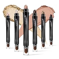 Vista 27 de 10 barras de sombra de ojos, brillo y neutro, color rosa champán, metálico, lápiz de sombra de ojos color crema con resistente a las manchas y al