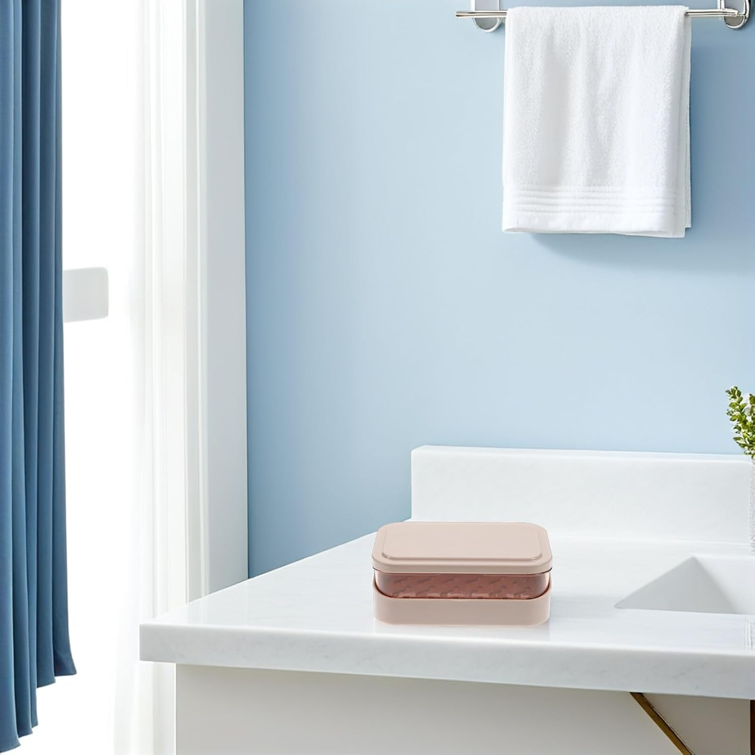 4pcs Pink Draining Soap Dish with Lid, Removable Double-Layer Plastic Soap Holder Case for Bathroom and Shower Storage