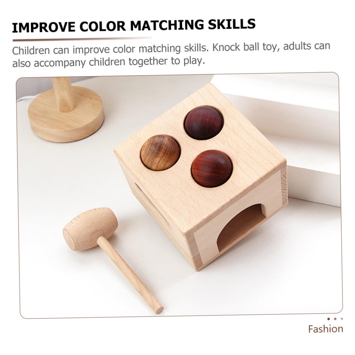 Mikinona Set Giocattolo Educativo in Legno Palline e Martello, Giocattolo per Coordinazione Occhio-Mano e Sviluppo Motorio, attività Didattica Montessori per Piccoli