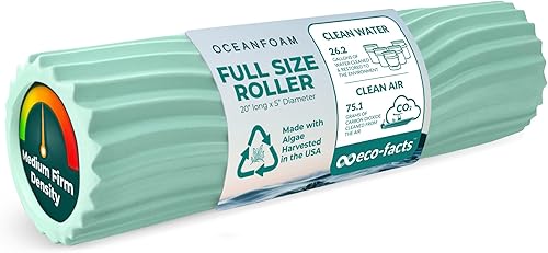 Miniatura 17 de Oceanfoam Tidal Roller - Rojo, Azul Marino Oscuro y Natural Marmóreo - Rodillo de espuma para masaje muscular para dolor de espalda y estiramiento -