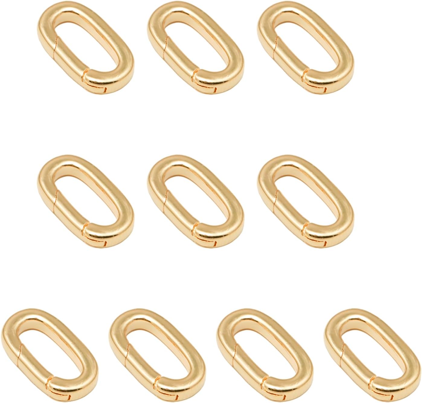 18K Gold Oval Necklace Clasps, Spring Clasp Connector, Keychain Clasps Connector, for Jewelry DIY Craft Making (Small)