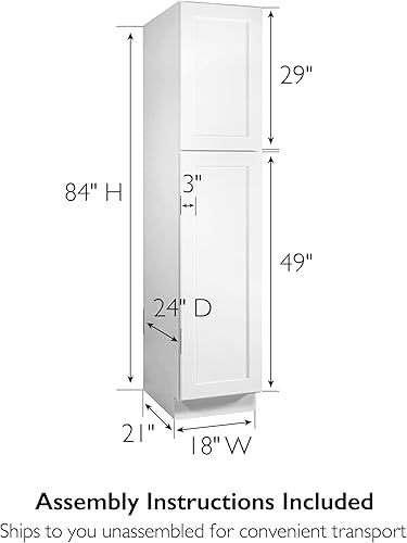 Miniatura 3 de Design House Brookings Gabinete de despensa de cocina totalmente montado, coctelera blanca de 18.0in