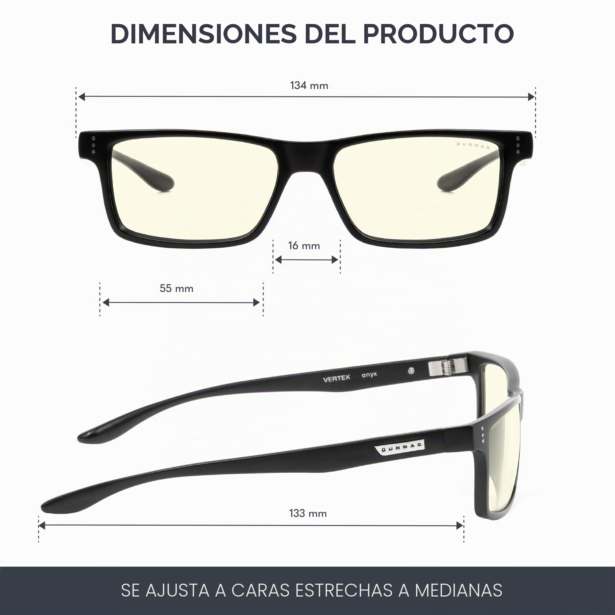 Gunnar Gafas para Videojuegos y Ordenador | Modelo: Vertex | con filtro de Luz Azul | Lente Patentada
