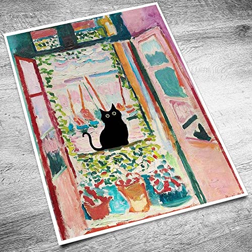 Verenix Vintage Van Gogh Black Cat Decor Wall Art?Funny Cat Pictures For Bathroom Home Cute Black Cat Poster Set Of 6 08X10Inch Unframed (Green,6Pcs 08X10In Unframed) #TOP7