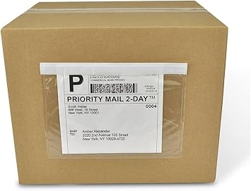 7.5 x 5.5 Shipping Label Sleeves, Self-Adhesive Top Loading Packing List Pouches, Clear Envelopes (400 Packs)