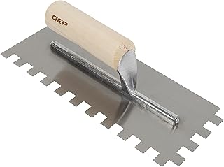 QEP 1/2" x 1/2" x 1/2" Square Notch Carbon Steel Trowel w/Wood Handle