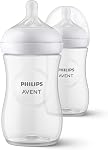 Philips Avent Natural Baby Bottles with Natural Response Nipples (Medium Flow, Flow 3), 9oz, 2-pack, SCY903/02