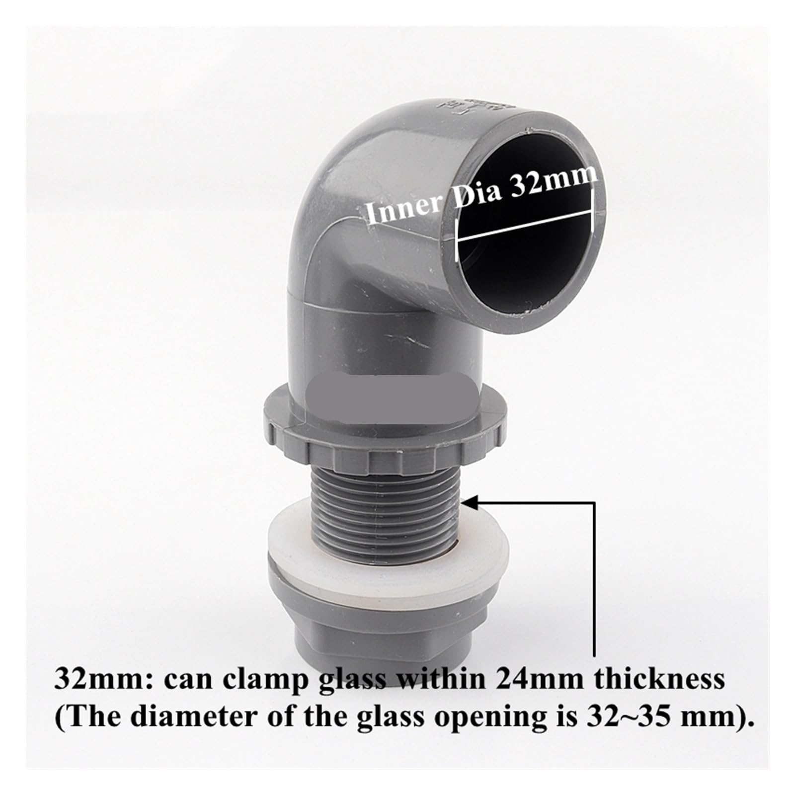 2~20 piezas ID 50mm tubería de PVC acuario tanque agua juntas drenaje hogar DIY accesorios tubo pescado conector codo 90 ° Adecuado para grifos(32mm joint,10pcs)