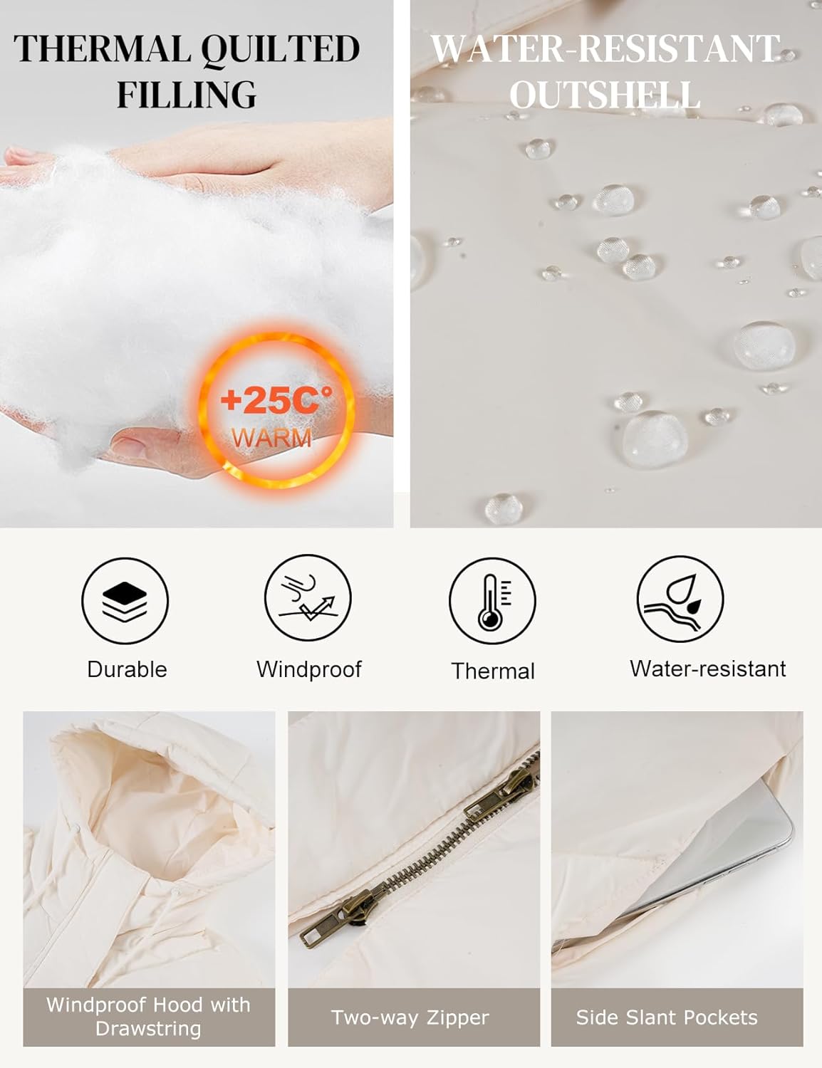 Flygo Womens Long Puffer Coat Long Sleeve Padded Winter Down Coats Hooded Parka Jacket - Image 6