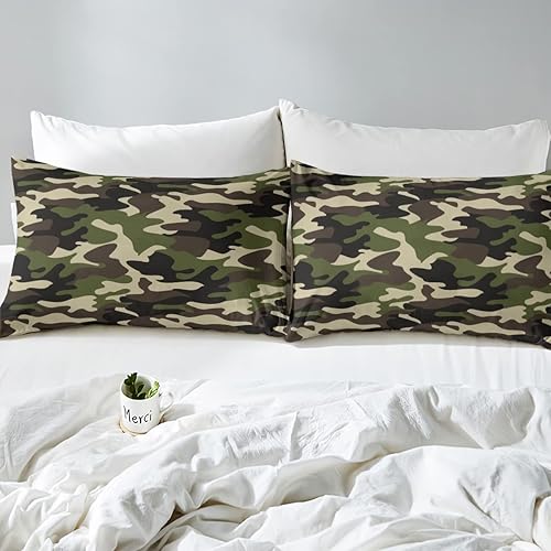 Miniatura 4 de Juego de ropa de cama de camuflaje del ejército para niños y niños, funda de edredón de camuflaje del ejército para adolescentes y hombres, funda de