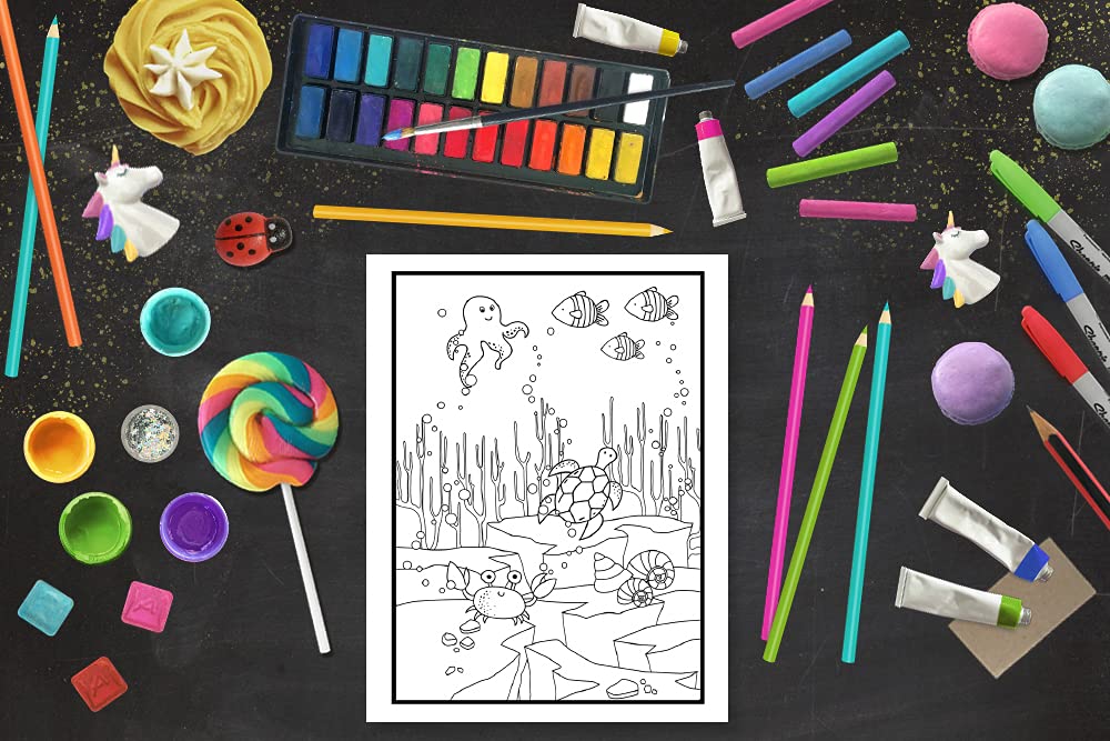 Mermaid Coloring Book for Kids: 35 Cute Illustrations for Children Ages 3-10