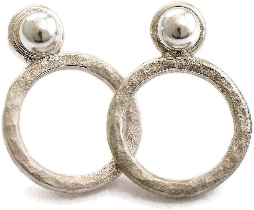 Tiny petite 1/2 inch mens womens hoop ear jackets front back two sided earrings sterling silver 4mm ball stud for teen