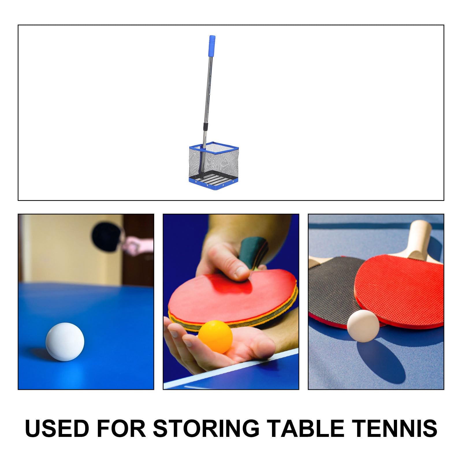 SHINEOFI Raccoglitore Raccolta Ping Palline in per Manico Telescopico Pong e Metallo Nylon, Design Regolabile e Struttura Semplice Rapida Allenamento