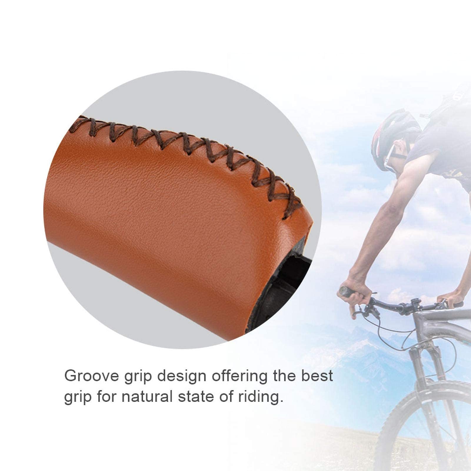 Manopole Manubrio Bici In Pelle PU Con Blocchi In Alluminio – 137 Mm, 22,2 Mm, Antiscivolo, Per MTB E Città