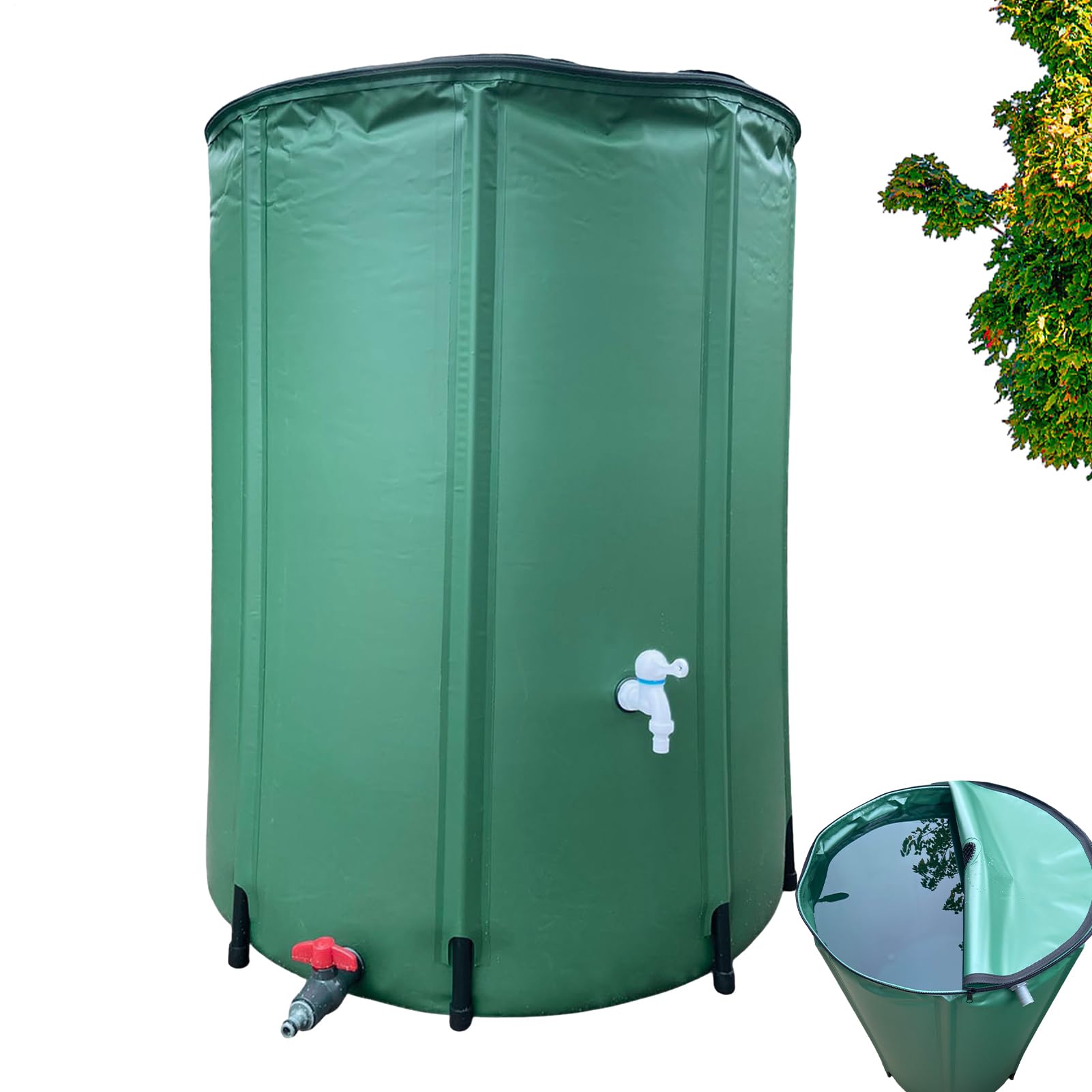 Colector de agua de lluvia, barril de recogida de lluvia, colector de agua | de barril de lluvia, depósito de almacenamiento de agua con cubierta de malla, contenedor de almacenamiento de agua
