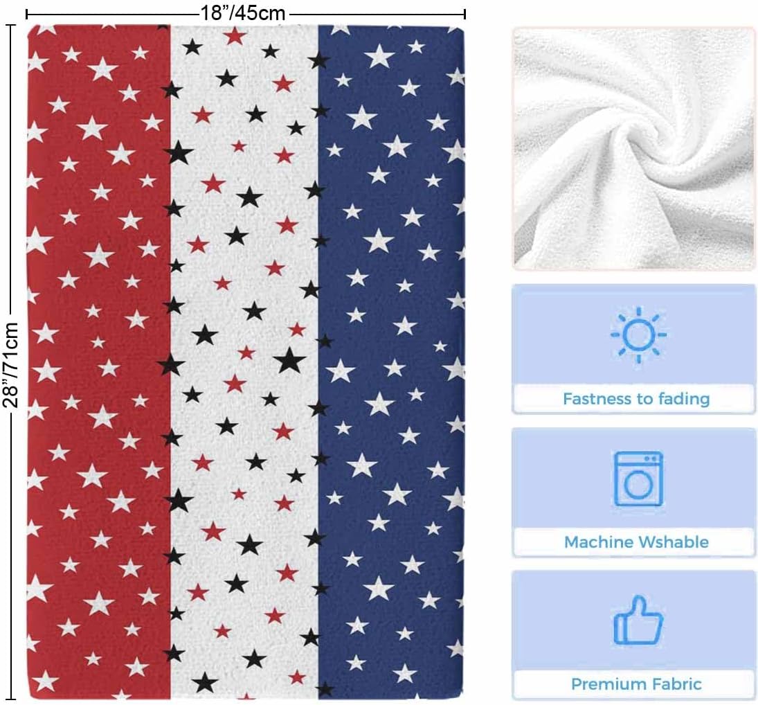 4th of July Kitchen Towels Set of 3 Patriotic Stars American Flag Dish Towels and Dishcloths Sets Tea Towel Red White and Blue Absorbent Hand Towels for Kitchen Bathroom Independence Day Decor 18x28