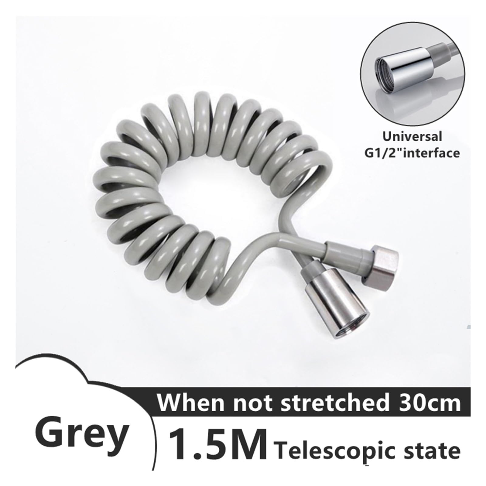 Flexibler Feder-Brauseschlauch for Wasser, Toilette, Bidet, Sprayer, Telefonleitung, Sanitär-Badezimmer-Zubehör(Gris,1.5 m)