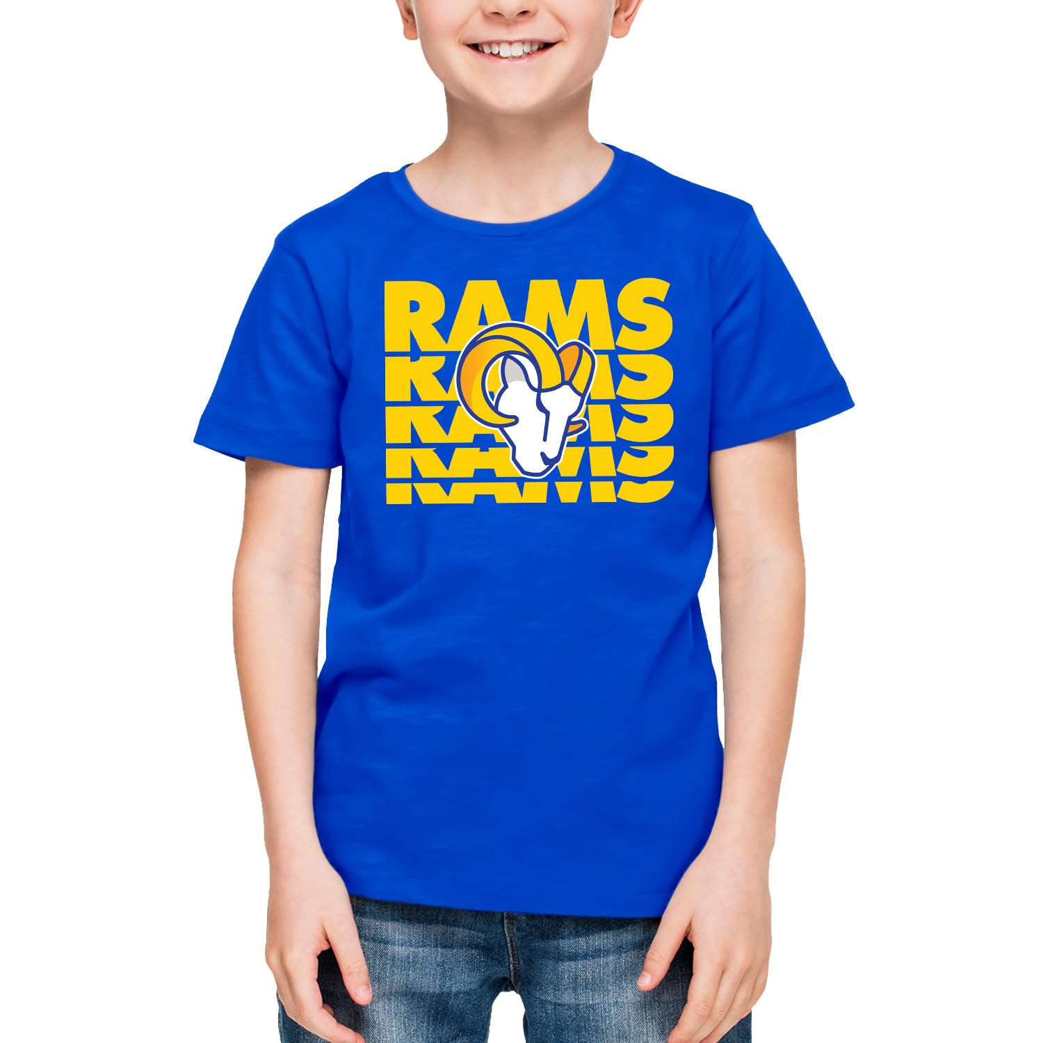 Team Fan Apparel NFL Youth Repeating Logo Football T-Shirt Unisex Tag Free Comfortable, Kids Boys Girls, Lightweight Soft
