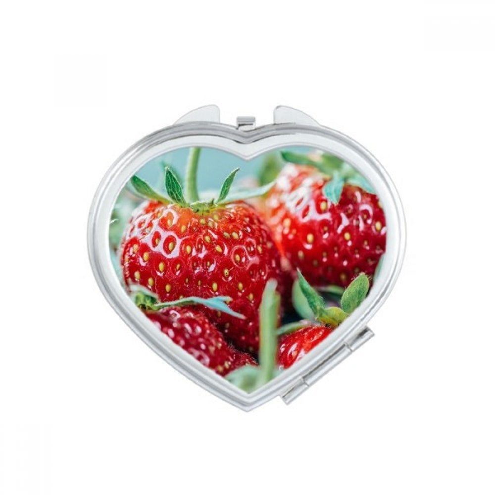 Miroir de poche cerises rouge cœur compact portable multicolor en verre trempé