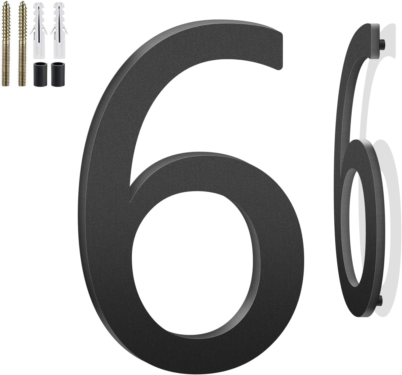 12 Inch Floating House Numbers and Metal Letters for Outdoor Signs, House Numbers for Outside, Aluminum Address Letters and Numbers for Door, Mailbox, Garden, Perfect for Home or Office (Number 6)