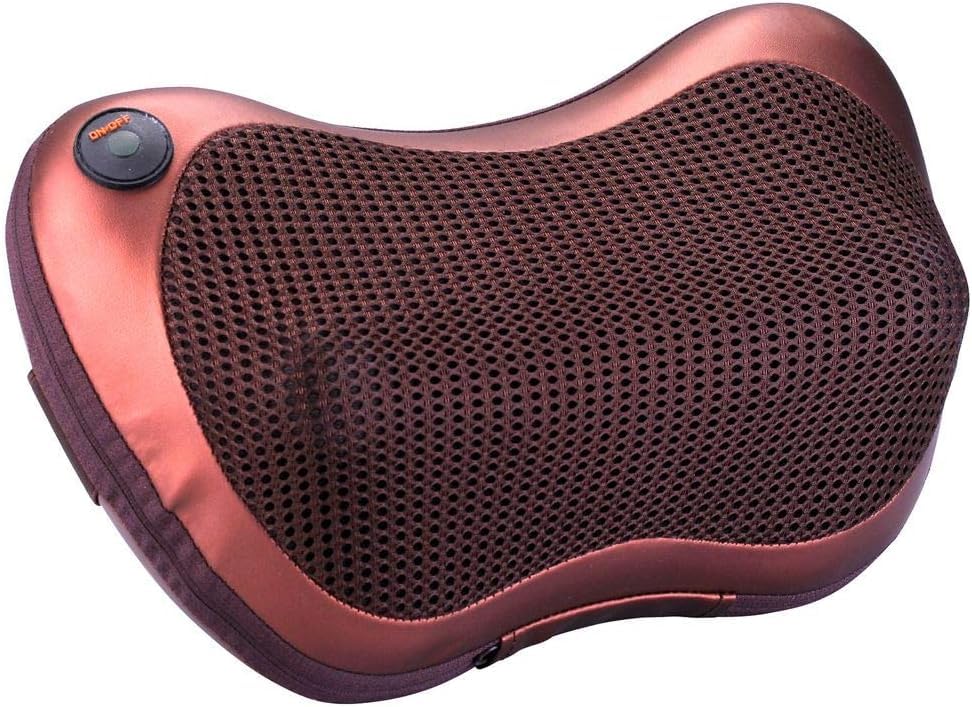 SQUADO CojÃn de masaje eléctrico para cuello, espalda, piernas y pies, masaje muscular, alivia el dolor cervical, para coche, casa, oficina, rojo