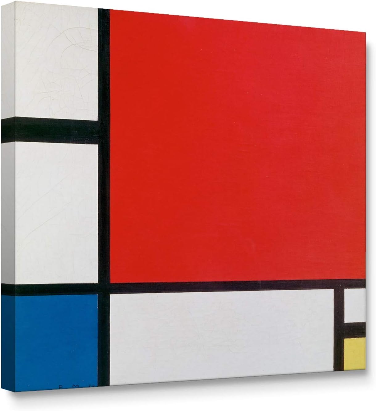 Niwo ART - Composition with Red Blue and Yellow, World's Most Famous Paintings Series, Canvas Wall Art Home Decor, Gallery Wrapped, Stretched, Framed Ready to Hang (12"x12"x3/4")