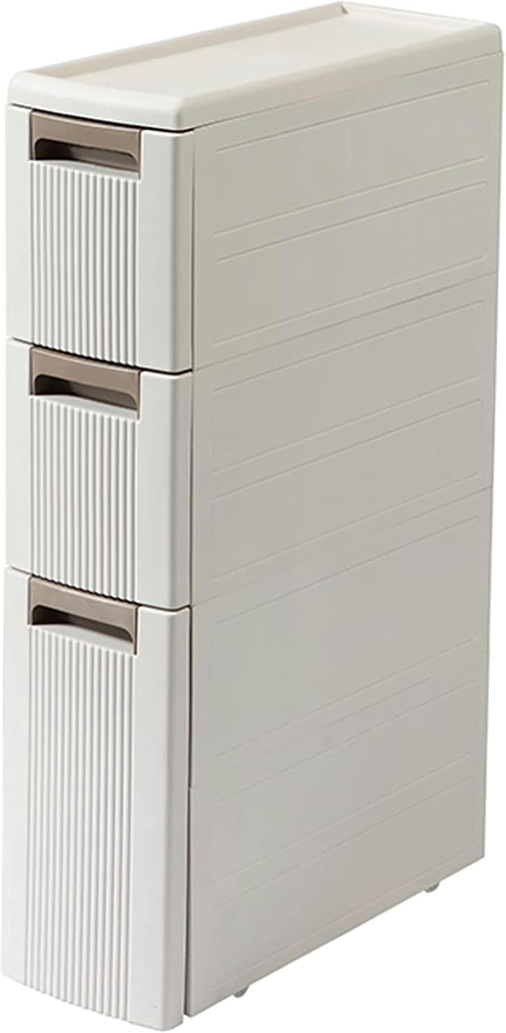 White Small Bathroom Storage with 3 Tier Small Plastic Storage Drawers, (W