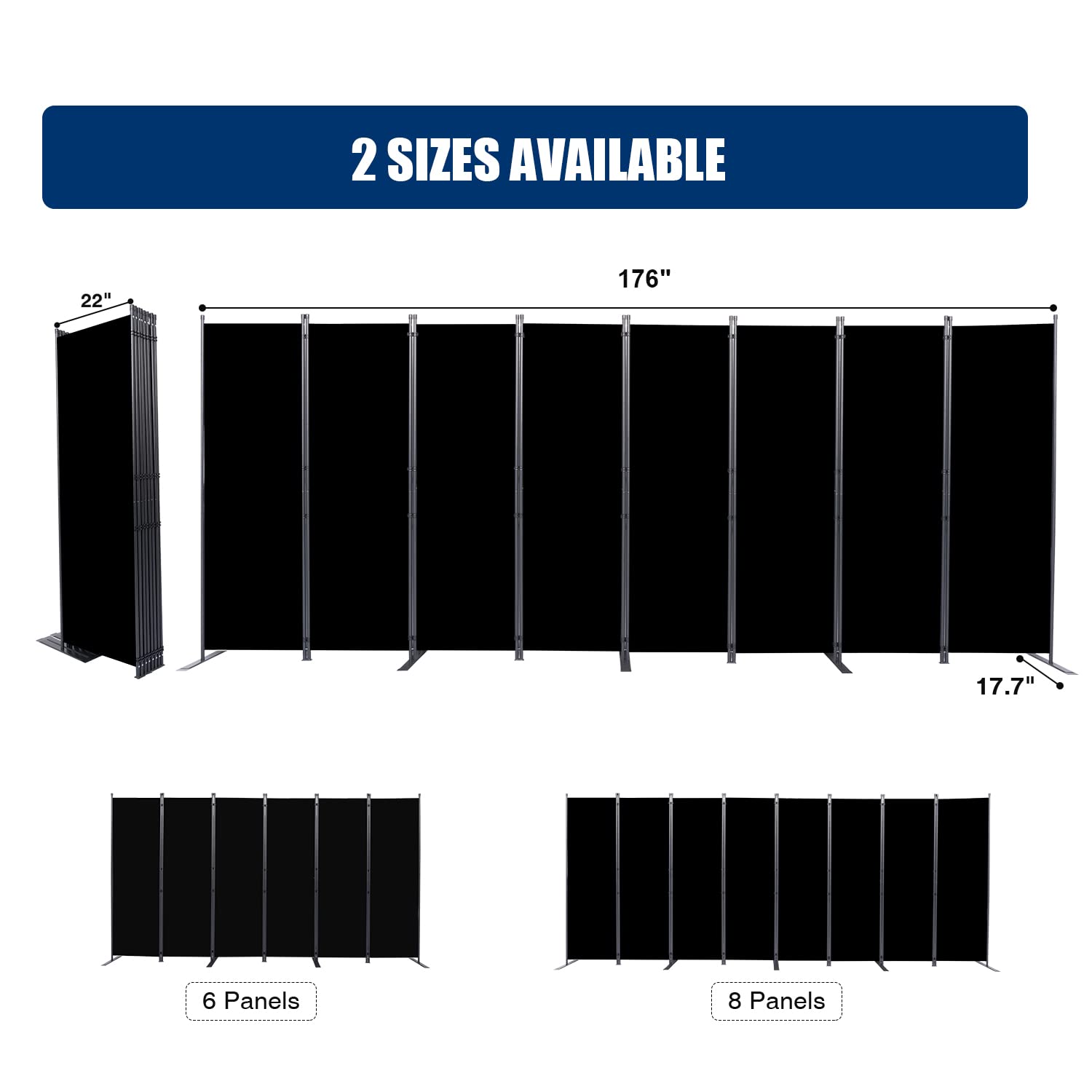 Room Divider and Folding Privacy Screensï¼Œ 8 Panel Wide Room Divider Wall Screen for Room Separtition, Partition Room Dividers Fabric Panel Wall Dividers Freestanding for Office, Bedroom, Studio Dorm